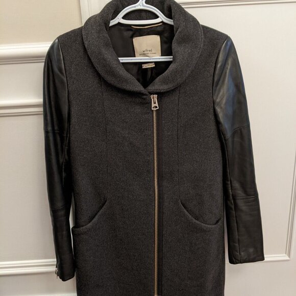 Wilfred womens black wool cashmere lamb skin jacket size xxs - Picture 1 of 12